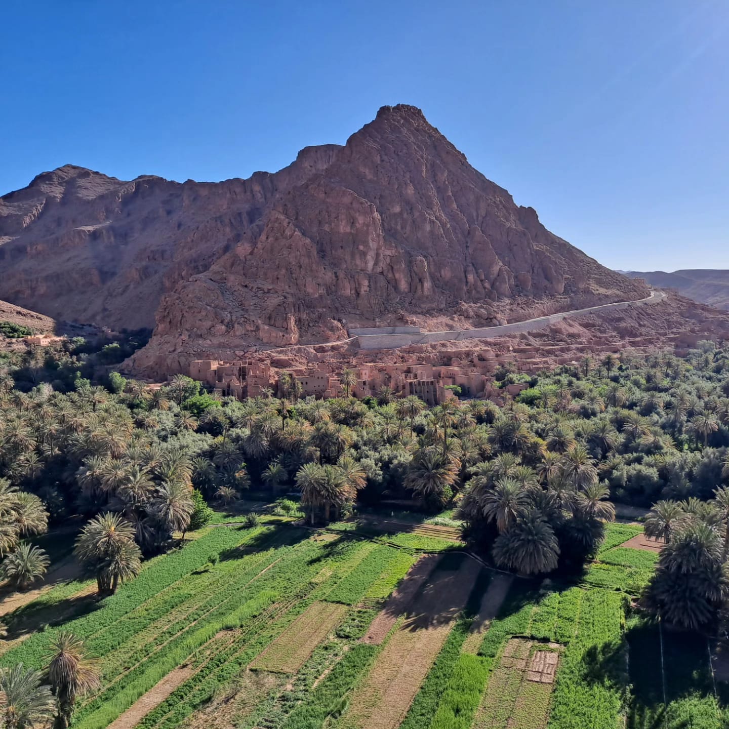 Balloon flying over Tinghir and mountain palm valleys